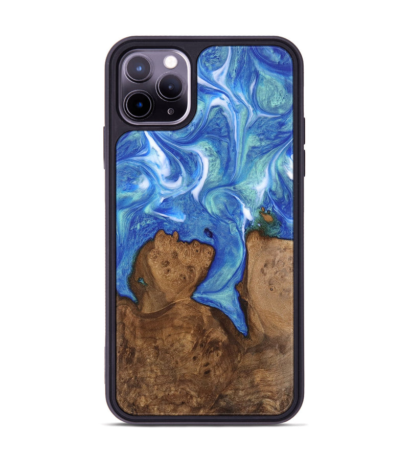 iPhone 11 Pro Max Wood Phone Case - Scarlet (Blue, 747474)