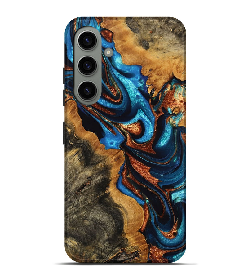 Galaxy S24 Plus Wood Live Edge Phone Case - Deidra (Teal & Gold, 747479)