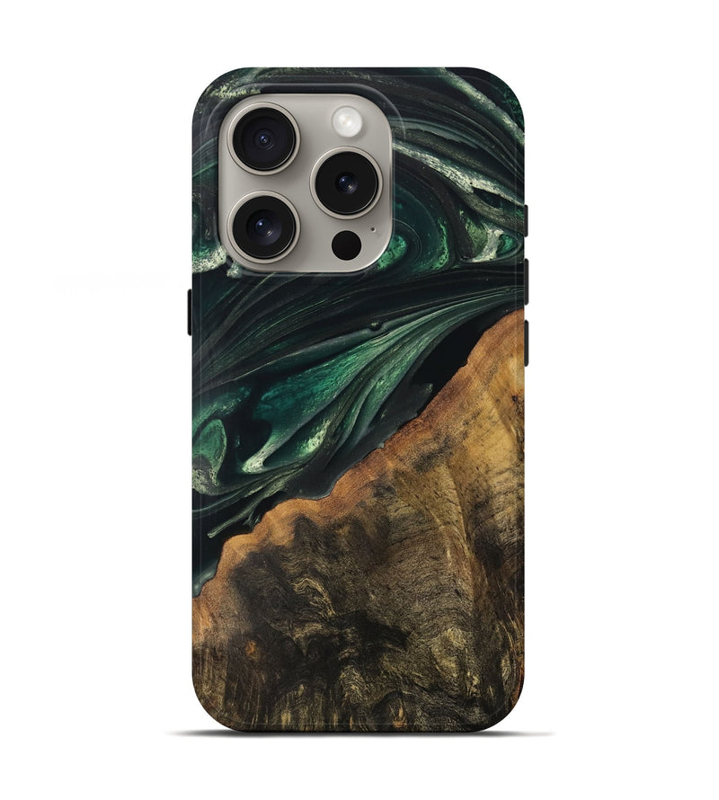 iPhone 16 Pro Wood Live Edge Phone Case - Javion (Green, 747483)