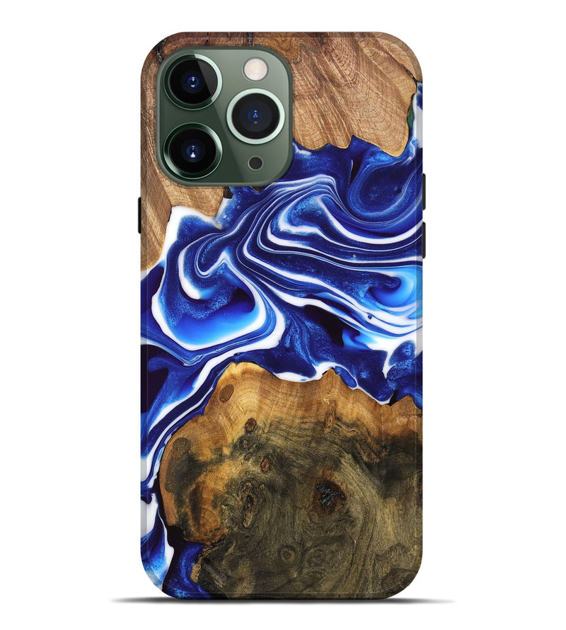 iPhone 13 Pro Max Wood Live Edge Phone Case - Felipe (Blue, 747485)