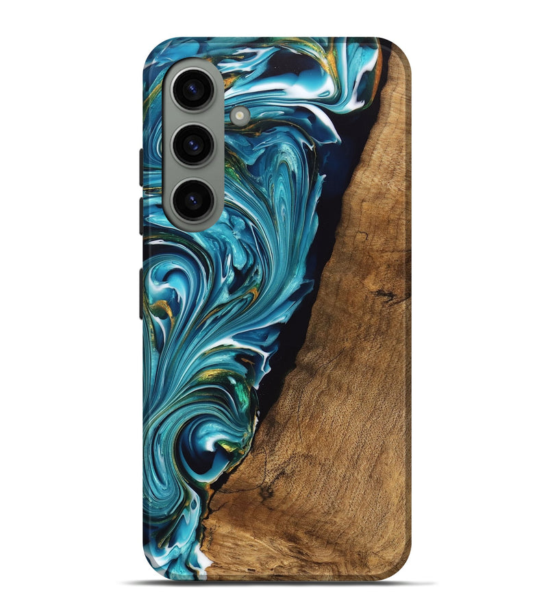 Galaxy S24 Plus Wood Live Edge Phone Case - Marcie (Teal & Gold, 747488)