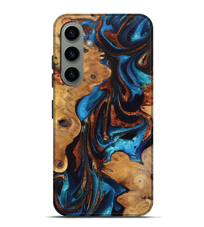 Galaxy S24 Plus Wood Live Edge Phone Case - Sharyn (Teal & Gold, 747494)