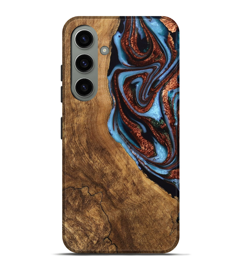 Galaxy S24 Plus Wood Live Edge Phone Case - Kenya (Teal & Gold, 747495)