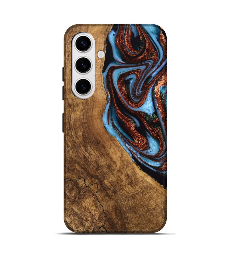 Galaxy S25 Wood Live Edge Phone Case - Kenya (Teal & Gold, 747495)