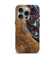 iPhone 16 Pro Wood Live Edge Phone Case - Kenya (Teal & Gold, 747495)