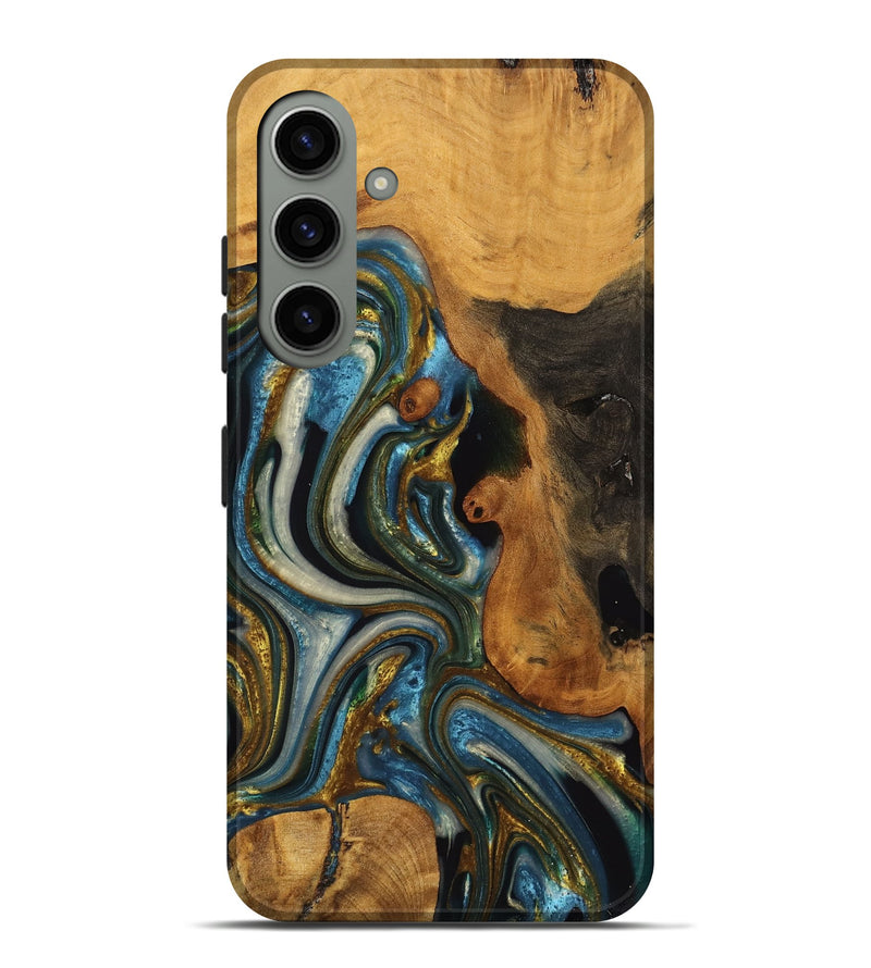 Galaxy S24 Plus Wood Live Edge Phone Case - Lynda (Teal & Gold, 747503)