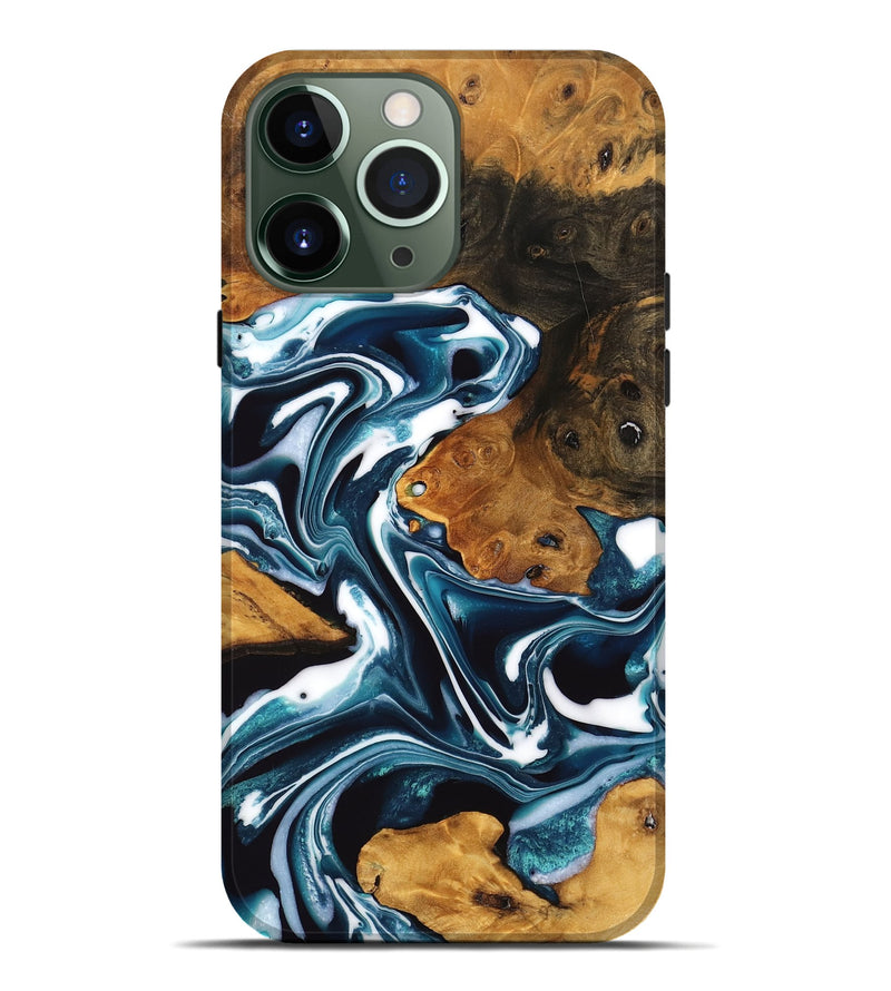 iPhone 13 Pro Max Wood Live Edge Phone Case - Adriana (Blue, 747504)