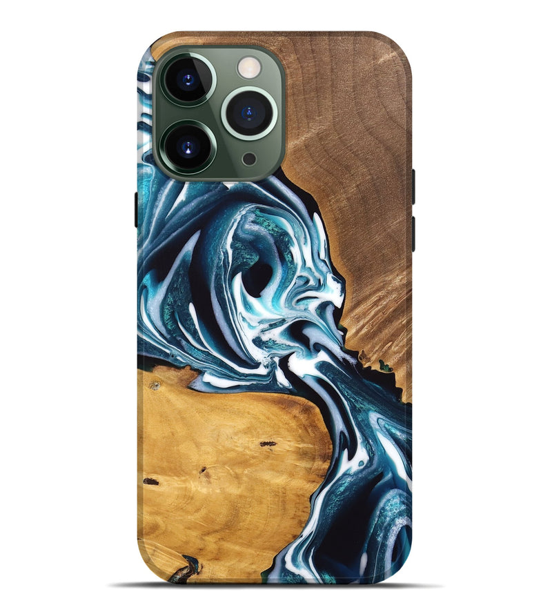 iPhone 13 Pro Max Wood Live Edge Phone Case - Cecelia (Blue, 747507)