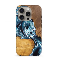 iPhone 16 Pro Wood Live Edge Phone Case - Cecelia (Blue, 747507)