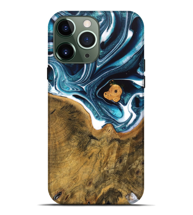 iPhone 13 Pro Max Wood Live Edge Phone Case - Ben (Blue, 747508)