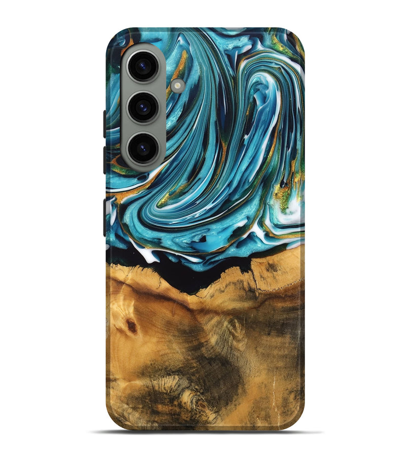 Galaxy S24 Plus Wood Live Edge Phone Case - William (Teal & Gold, 747509)