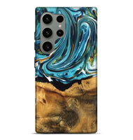 Galaxy S24 Ultra Wood Live Edge Phone Case - William (Teal & Gold, 747509)