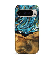 Pixel 9 Pro Wood Live Edge Phone Case - William (Teal & Gold, 747509)