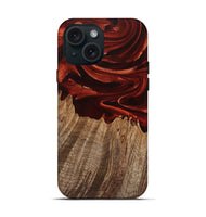 iPhone 15 Wood Live Edge Phone Case - Jacey (Red, 747579)