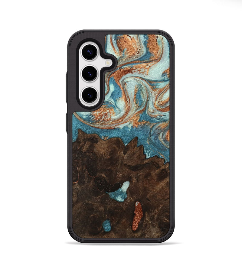 Galaxy S25 Wood Phone Case - Giles (Teal & Gold, 747694)