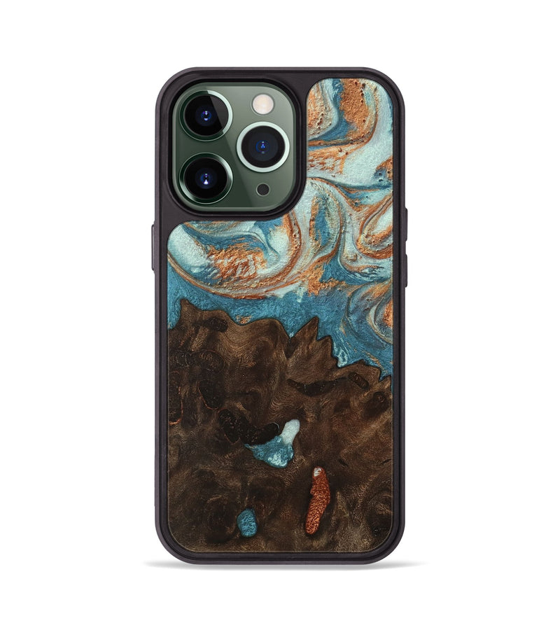 iPhone 13 Pro Wood Phone Case - Giles (Teal & Gold, 747694)