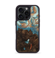 iPhone 16 Pro Wood Phone Case - Giles (Teal & Gold, 747694)