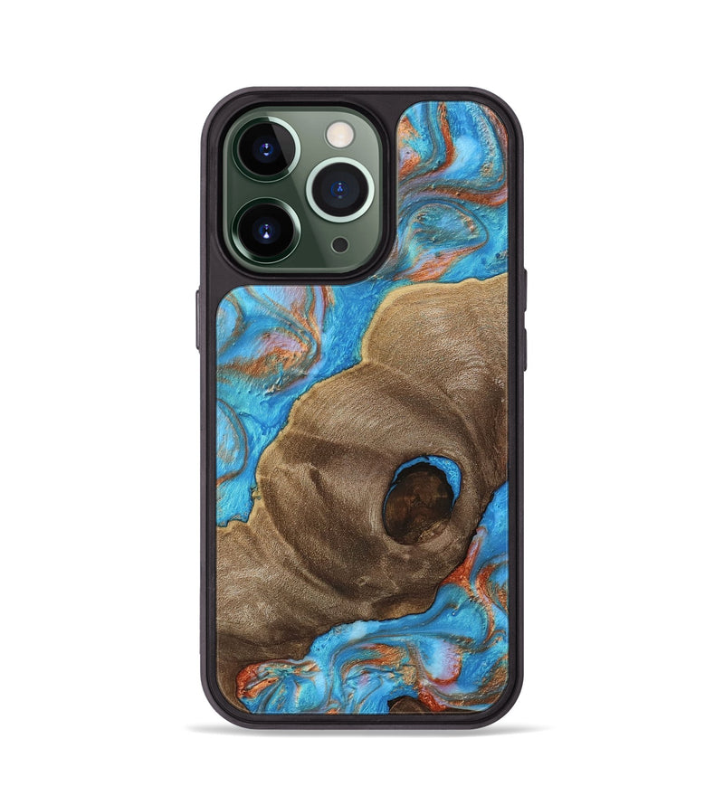 iPhone 13 Pro Wood Phone Case - Saniyah (Teal & Gold, 747695)