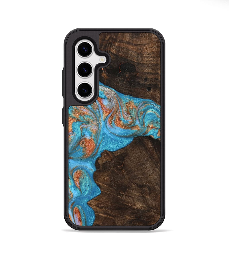 Galaxy S25 Wood Phone Case - Kieran (Teal & Gold, 747697)