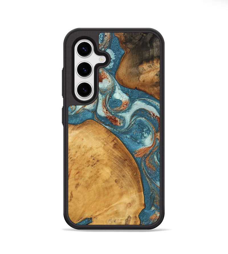 Galaxy S25 Wood Phone Case - Leah (Teal & Gold, 747754)