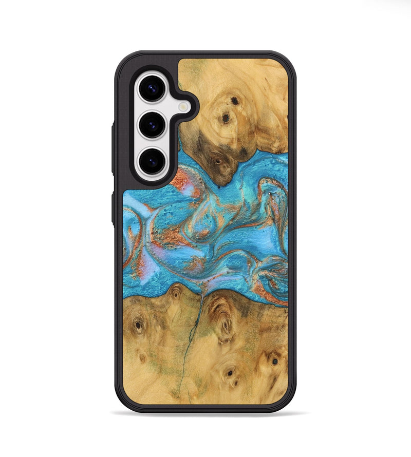 Galaxy S25 Wood Phone Case - Eris (Teal & Gold, 747756)