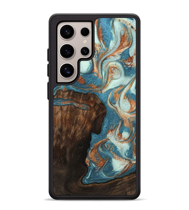 Galaxy S25 Ultra Wood Phone Case - Velda (Teal & Gold, 747764)