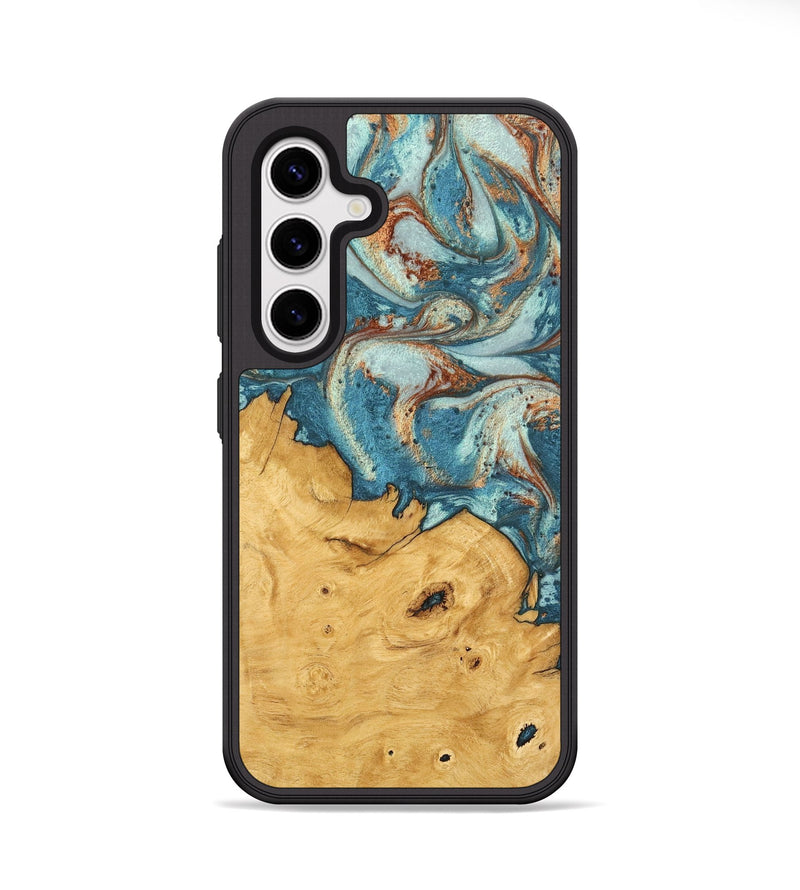 Galaxy S25 Wood Phone Case - Keshawn (Teal & Gold, 747770)