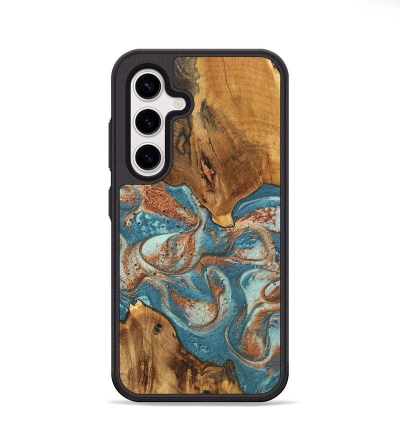 Galaxy S25 Wood Phone Case - Clover (Teal & Gold, 747788)