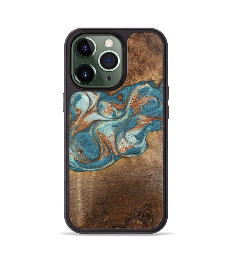 iPhone 13 Pro Wood Phone Case - Scout (Teal & Gold, 747789)