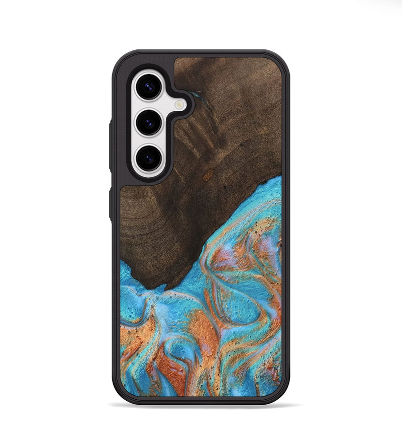 Galaxy S25 Wood Phone Case - Joziah (Teal & Gold, 747791)