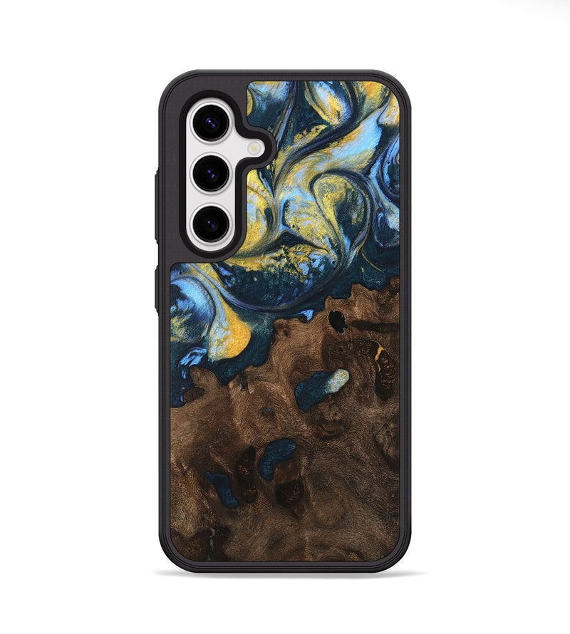 Galaxy S25 Wood Phone Case - Cleve (Teal & Gold, 747888)