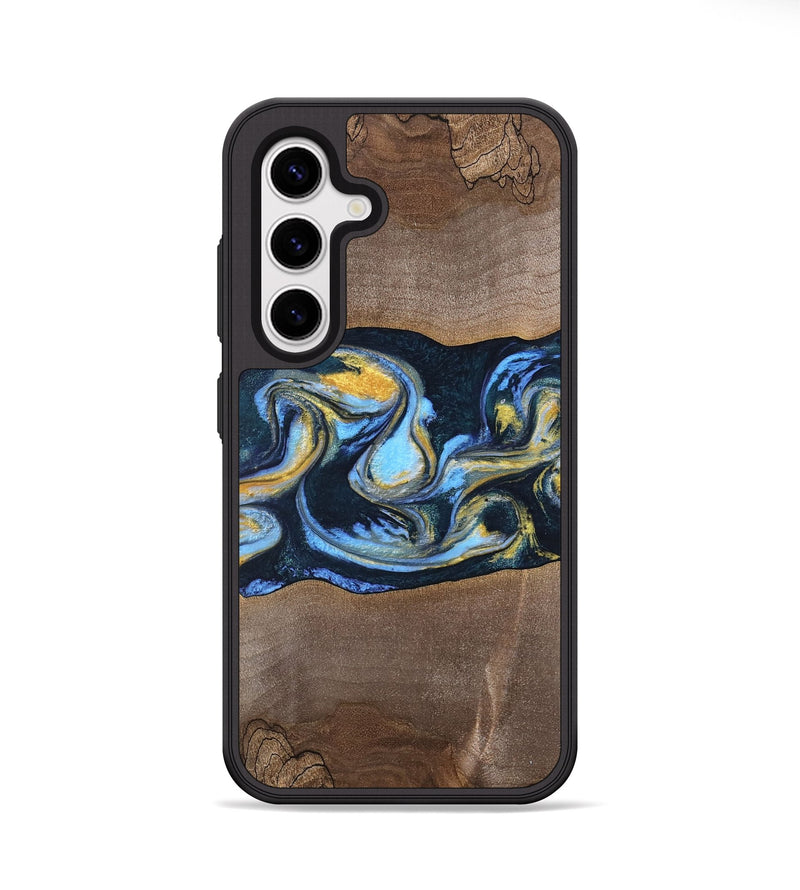 Galaxy S25 Wood Phone Case - Yasmeen (Teal & Gold, 747891)