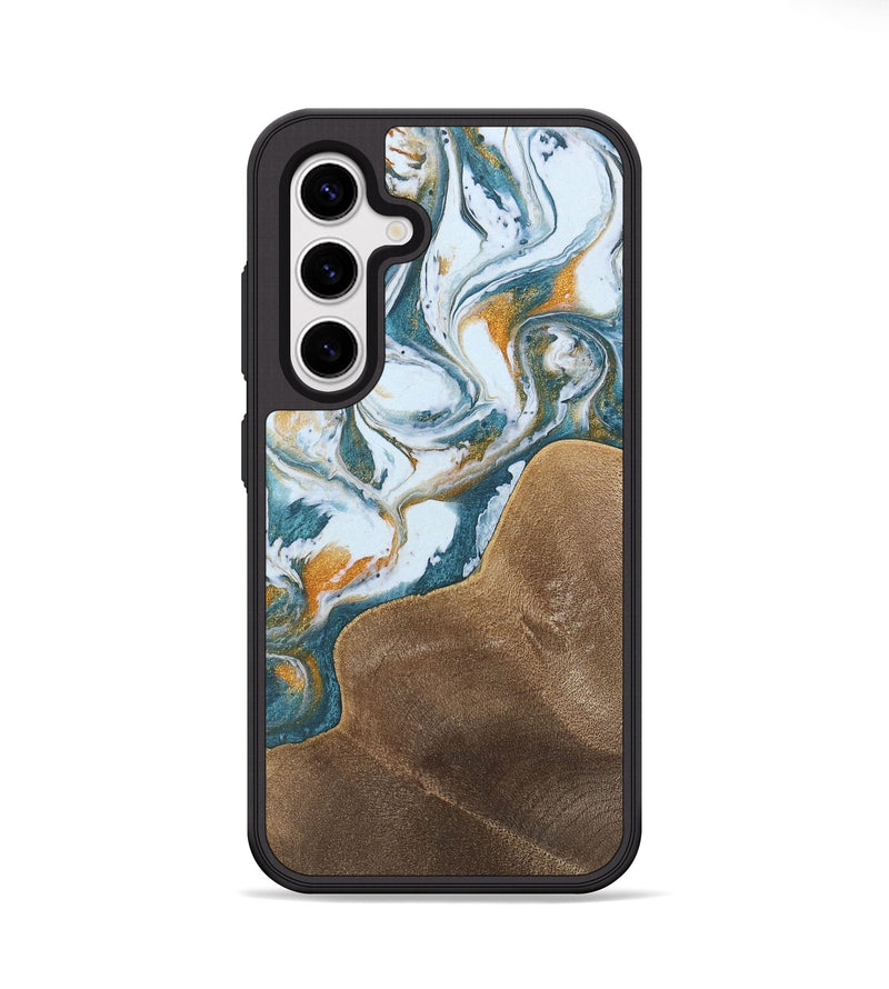 Galaxy S25 Wood Phone Case - Brian (Teal & Gold, 747904)