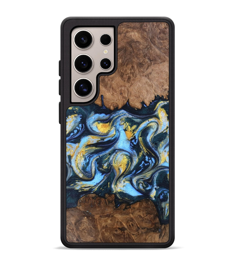 Galaxy S25 Ultra Wood Phone Case - Aditya (Teal & Gold, 747907)