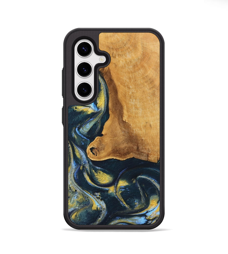 Galaxy S25 Wood Phone Case - Tamera (Teal & Gold, 747908)