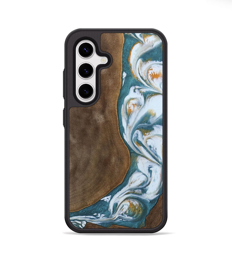 Galaxy S25 Wood Phone Case - Erastus (Teal & Gold, 747919)