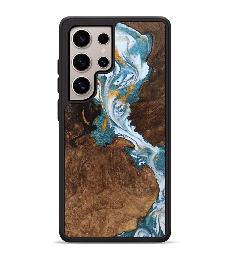 Galaxy S25 Ultra Wood Phone Case - Macie (Teal & Gold, 747921)