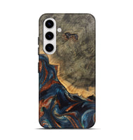 Galaxy S25 Wood Live Edge Phone Case - Elmore (Teal & Gold, 748109)