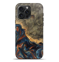 iPhone 16 Pro Max Wood Live Edge Phone Case - Elmore (Teal & Gold, 748109)