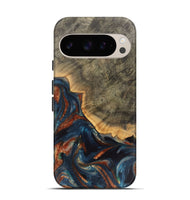 Pixel 9 Wood Live Edge Phone Case - Elmore (Teal & Gold, 748109)