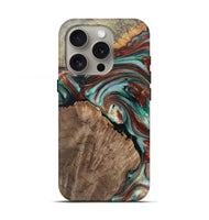 iPhone 16 Pro Wood Live Edge Phone Case - Billy (Teal & Gold, 748120)