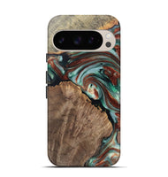 Pixel 9 Wood Live Edge Phone Case - Billy (Teal & Gold, 748120)