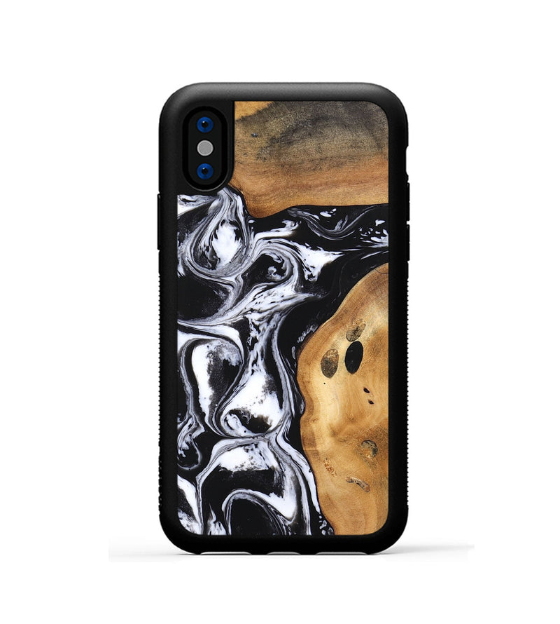 iPhone Xs Wood Phone Case - Colin (Black & White, 748344)