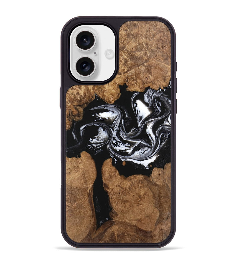 iPhone 16 Plus Wood Phone Case - Jamila (Black & White, 748345)