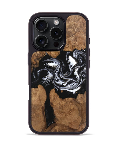 iPhone 16 Pro Wood Phone Case - Jamila (Black & White, 748345)