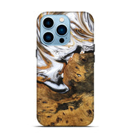 iPhone 14 Pro Wood Live Edge Phone Case - Aubrie (Black & White, 748410)