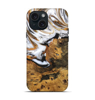 iPhone 15 Wood Live Edge Phone Case - Aubrie (Black & White, 748410)