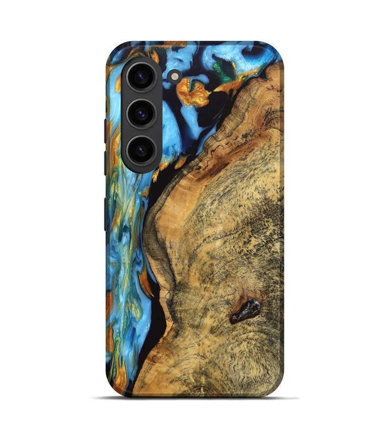 Galaxy S23 Wood Live Edge Phone Case - Cadence (Teal & Gold, 748417)