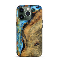 iPhone 13 Pro Wood Live Edge Phone Case - Cadence (Teal & Gold, 748417)