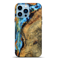 iPhone 14 Pro Max Wood Live Edge Phone Case - Cadence (Teal & Gold, 748417)